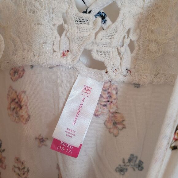 Floral Corset Pullover Blouse Lace Indie Festival Bohemian Summer Junior's XL - Picture 9 of 9